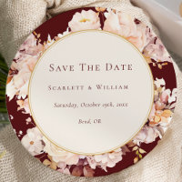 Autumn Floral Burgundy Cream Wedding Round