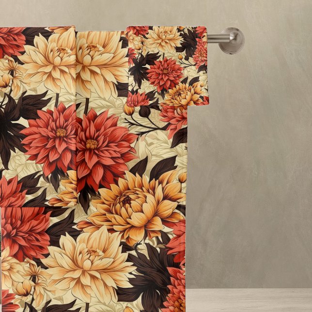 Autumn Floral Chrysanthemums Bath Towel Set (Creator Uploaded)