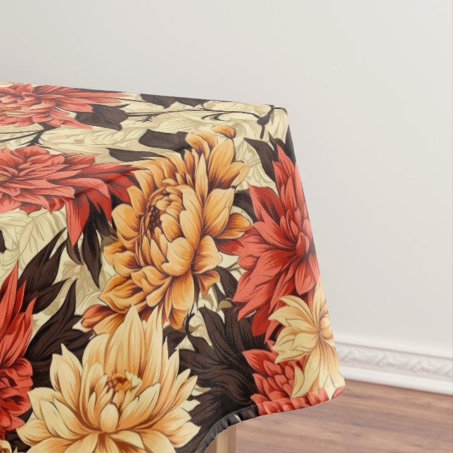Autumn Floral Chrysanthemums Tablecloth (In Situ)