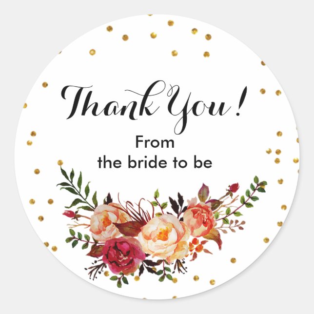 Autumn Floral Confetti Thank You Sticker (Front)