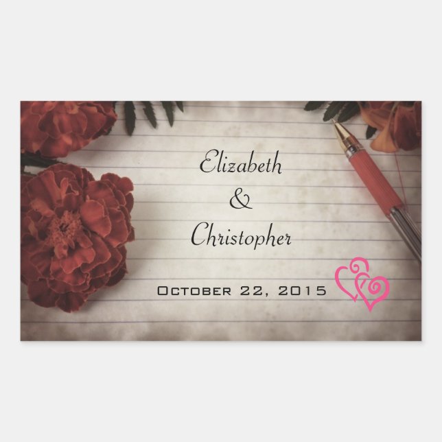 Autumn Floral Design Parchment Paper Wedding Sticker (Front)