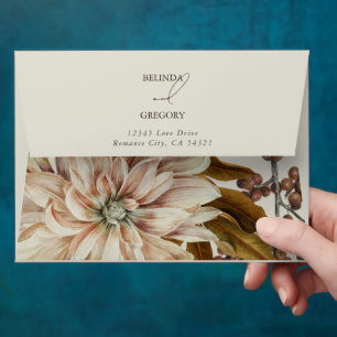 Autumn Floral Earthy Tones 5x7 Wedding Invitation  Envelope