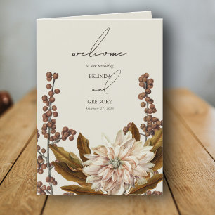 Autumn Floral Earthy Tones Watercolor Fall Wedding Program