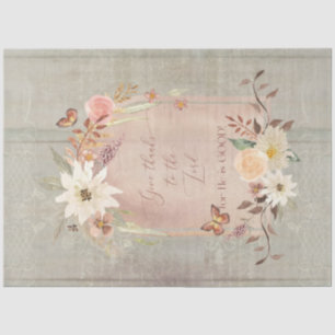 Autumn Floral Fall Give Thanks Grey Decoupage  Tissue Paper