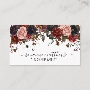 Autumn Floral Flower Rose Watercolor  Business Card