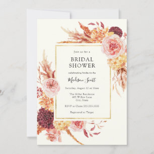 Autumn Floral Frame Bridal Shower Invitation