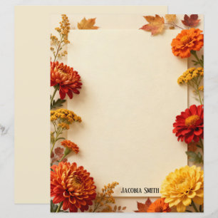 Autumn Floral Frame Stationery Paper