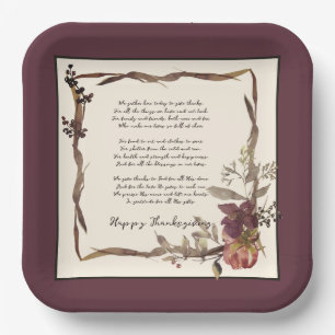 Autumn floral frame with text   paper plate