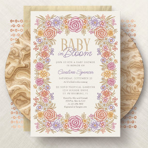 Autumn Floral Gender Neutral Baby Shower Invitation