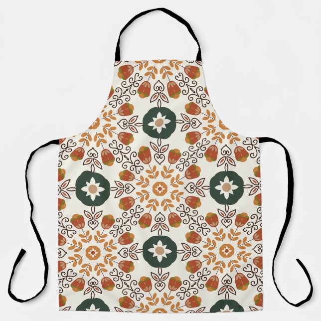 Autumn Floral Geometric, Vintage Seamless. Apron (Front)