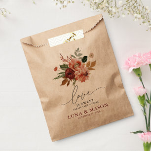 Autumn Floral Kraft Wedding Favour Bag