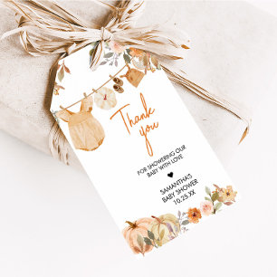 Autumn Floral Little Pumpkin Baby Shower Favour Ta Gift Tags