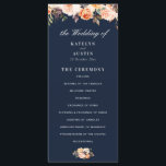 autumn floral navy blue wedding program<br><div class="desc">bohemian watercolor rustic autumn gold,  burgundy and blush floral with elegant text. You can personalize the text and colours on this wedding program template.</div>