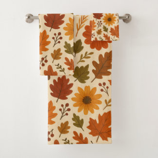 Autumn Floral Pattern Bath Towel Set