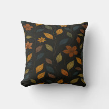 Autumn Floral Pattern on Black Background