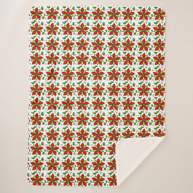 Autumn Floral Pattern Sherpa Blanket (Front)