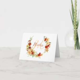 Autumn floral personalized note card