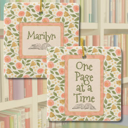 Autumn Floral Personalized One Page At A Time Ceramic Ornament