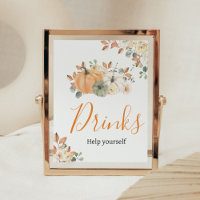 Autumn Floral Pumpkin Baby Shower Drinks