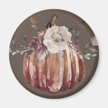 Autumn floral pumpkin brown, terracotta, plumb