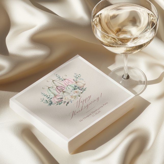 Autumn Floral Pumpkin Thanksgiving  Napkin (Creator Uploaded)