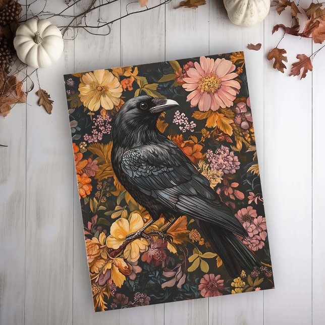 Autumn Floral Raven Crow  Card (Creator Uploaded)