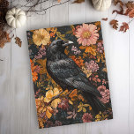 Autumn Floral Raven Crow  Postcard<br><div class="desc">This design was created through digital art. It may be personalized by clicking the customize button and changing the colour, adding a name, initials or your favourite words. Contact me at colorflowcreations@gmail.com if you with to have this design on another product. See more of my creations or follow me at...</div>