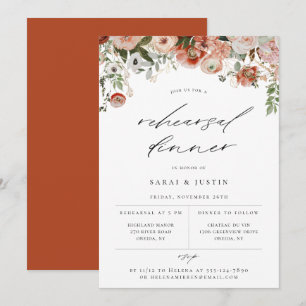 Autumn Floral Rehearsal Dinner Invitation