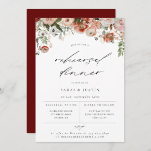 Autumn Floral Rehearsal Dinner Invitation