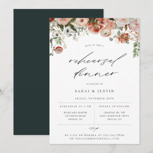 Autumn Floral Rehearsal Dinner Invitation