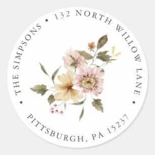 Autumn Floral Return Address  Classic Round Sticker