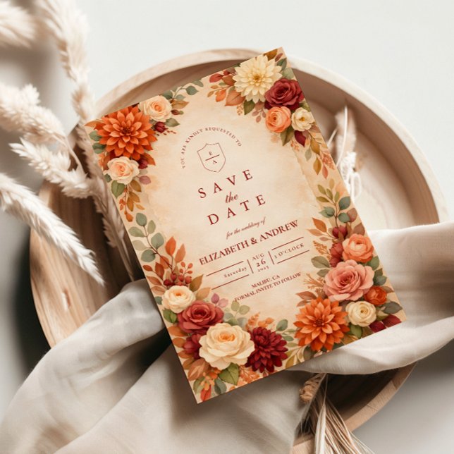 Autumn Floral Romance Wedding Save The Date (Creator Uploaded)