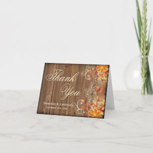 Autumn Floral Rustic Fall Wedding Thank You Cards