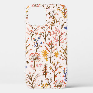 Autumn Floral Seamless Pattern. Doodle Plants, Bra iPhone 12 Case