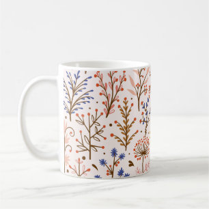 Autumn Floral Seamless Pattern. Doodle Plants, Bra Coffee Mug