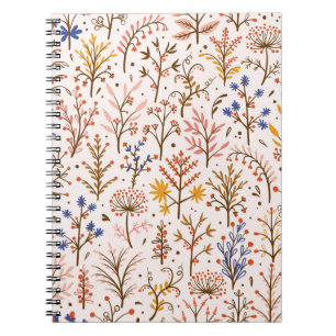 Autumn Floral Seamless Pattern. Doodle Plants, Bra Notebook