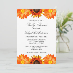 Autumn Floral Sunflower Baby Shower Invitation