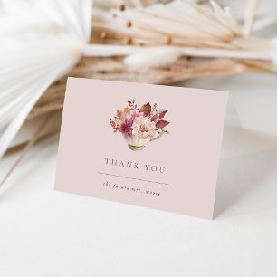 Autumn Floral Teacup Fall Bridal Shower Thank You Card