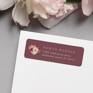 Autumn Floral Teacup Fall Return Address