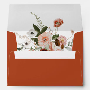 Autumn Floral Terracotta Orange Return Address Envelope