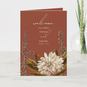 Autumn Floral Terracotta Watercolor Fall Wedding Program