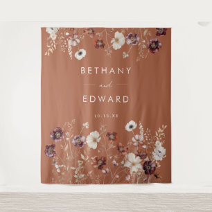 Autumn Floral Terracotta Wedding Backdrop Tapestry