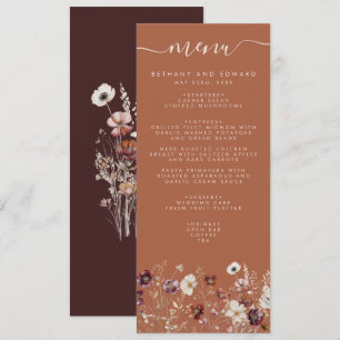 Autumn Floral Terracotta Wedding Menu