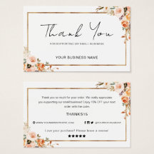 Autumn Floral Thank For Your Order Small Business