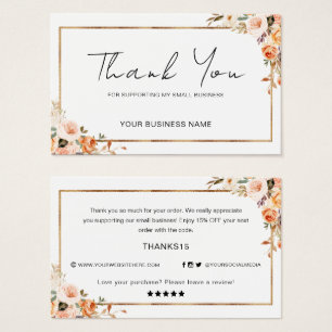 Autumn Floral Thank For Your Order Small Business