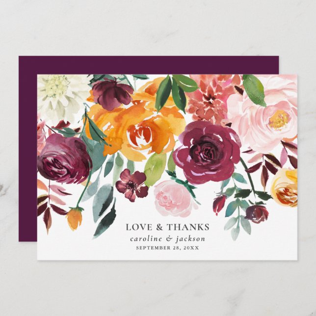 Autumn Floral Thank You Card (Front/Back)