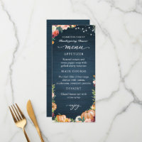 Autumn Floral Thanksgiving Dinner Menu Card