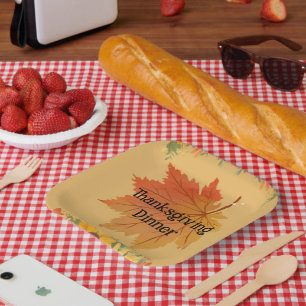 Autumn Floral Thanksgiving Dinner Paper Plate