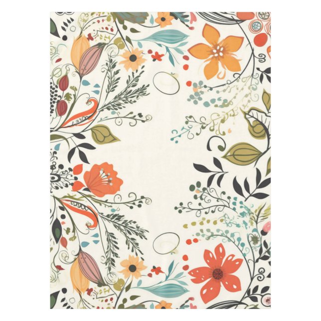Autumn Floral Thanksgiving Tablecloth (Front)