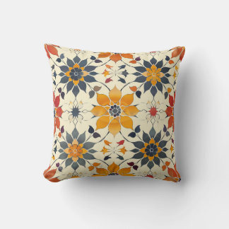 Autumn Floral Tile Throw Pillow